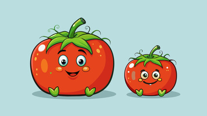 Poster - By holding a ripe tomato and an unripe tomato next to each other you can compare the texture of their skin one is smooth and shiny while the other is. Cartoon Vector.