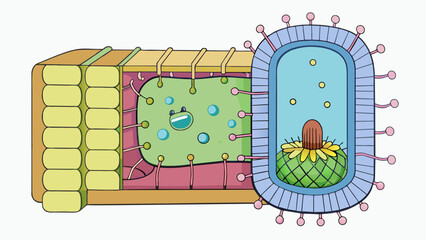 Poster - Cell Membrane A selectively permeable layer that encloses the cell functioning like a gatekeeper to control what enters and exits similar to a screen. Cartoon Vector.