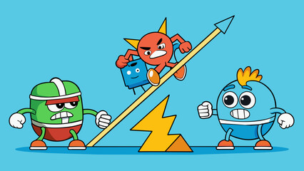 Poster - Characteristics Diverging goals and a power struggle.. Cartoon Vector.