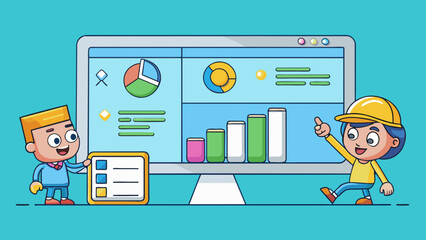 Poster - Characteristics Educational interactive visual engaging progress tracking.. Cartoon Vector.