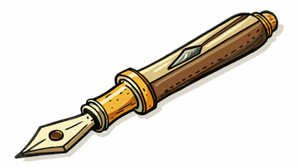 Poster - Despite the fading ink and worn nib the old fountain pen still wrote with a nostalgic elegance.. Cartoon Vector.