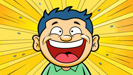 Fototapete - His laughter was contagious and filled the room like a bright ray of sunshine instantly lifting everyones spirits.. Cartoon Vector.
