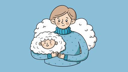 Aufkleber - Her sweater was just really soft like being wrapped in a fluffy cloud and it made me want to curl up and take a nap.. Cartoon Vector.