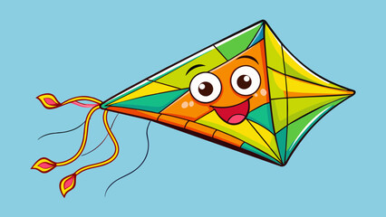 Fototapete - I am a soaring kite dancing in the wind with bright colors and long flowing tails.. Cartoon Vector.