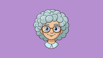 Poster - Her silver hair was styled in a short curly bob and she wore a pair of round wireframed glasses.. Cartoon Vector.