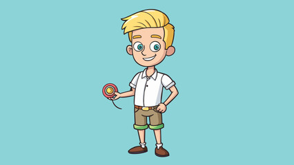 Poster - His blond hair was trimmed neatly and styled in a side part. He wore a crisp white buttondown shirt khaki shorts and leather boat shoes. A brightly. Cartoon Vector.