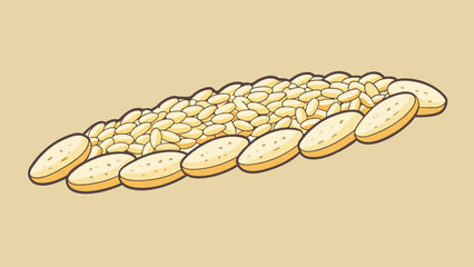 Aufkleber - If laid end to end one billion grains of rice would stretch for over a kilometer. The small oval shapes and creamy color create a soft and delicate. Cartoon Vector.
