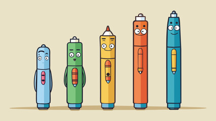 Poster - Imagine a tall sleek pen standing in a row with other pens. The mean would be the pen that is perfectly average in height and width with no. Cartoon Vector.