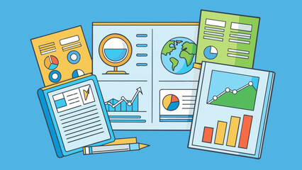 Fototapete - In addition to written information reports may also include visuals such as photographs diagrams or maps. These elements are used to enhance the. Cartoon Vector.