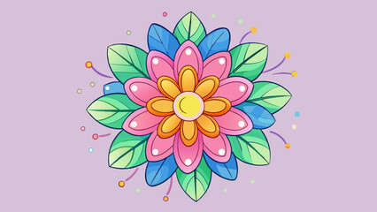Poster - In a flower the central part is the vibrant and colorful bloom that is surrounded by delicate petals radiating beauty and drawing the attention of. Cartoon Vector.