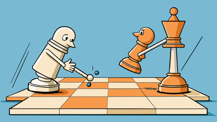 Fototapete - In a game of chess the en passant move allows a pawn to capture an opponents pawn that has just moved two spaces forward. It involves the unique. Cartoon Vector.
