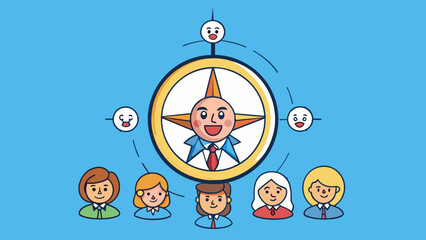 Aufkleber - Just like a compass a leader possesses strong moral values and a clear sense of direction. They always point their team towards the right direction. Cartoon Vector.