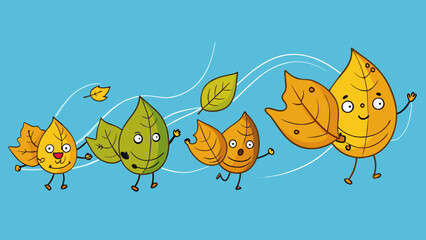 Poster - Leaves rustling in the wind As the wind blows the leaves on the tree rustle and sway creating a soothing sound. The leaves thin flat shape allows them. Cartoon Vector.