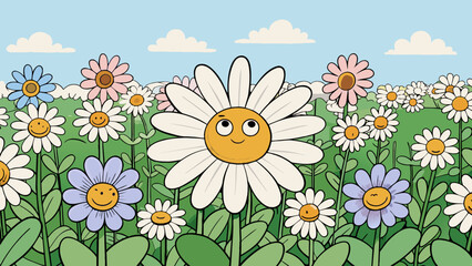 Poster - Like a daisy in a field of wildflowers she stands out with her unique and unapologetic sense of self radiating confidence and individuality.. Cartoon Vector.