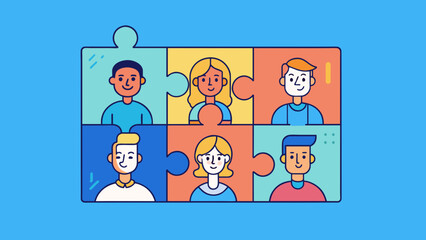 Fototapete - Like a puzzle I am made up of many pieces that fit together perfectly to create the bigger picture of who I am. Each piece may seem different or. Cartoon Vector.