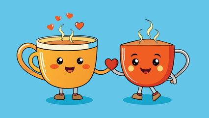 Poster - Love is like a warm cup of tea comforting and soothing with each sip filling you with warmth and happiness.. Cartoon Vector.
