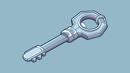 Fototapete - Object Metal Key Characteristic The metal key is small and compact about 2 inches in length. It has a unique shape with a loop at the end and ridges. Cartoon Vector.
