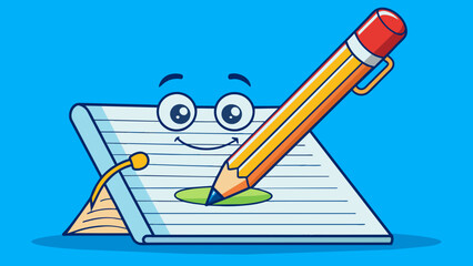 Poster - Proving a pencil is sharp by drawing a smooth thin line on paper without any breaks or smudges.. Cartoon Vector.