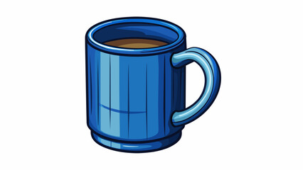 Poster - Provide a ceramic mug The mug is handmade and has a glossy finish in a deep shade of blue. It has a wide cylindrical shape with a sy handle on one. Cartoon Vector.