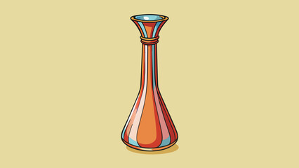 Poster - Provide a glass vase This tall delicate vase is made of clear glass with a narrow neck and flared opening at the top. It has a subtle etched pattern. Cartoon Vector.