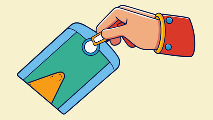 Poster - Removing Clothing Tags This action involves carefully snipping or off small labels attached to clothing to avoid scratching or damaging the fabric.. Cartoon Vector.