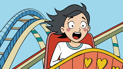 Poster - She could feel her heart beating faster again just like it did when she was a child riding a rollercoaster for the first time.. Cartoon Vector.