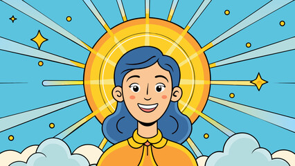 Aufkleber - She is like a ray of sunshine on a cloudy day always bringing warmth and brightness wherever she goes leaving a trail of happiness in her wake.. Cartoon Vector.