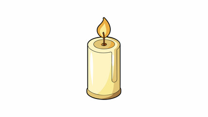 Poster - Short Candle A small curved candle with a tapered top and a round base. It is made of thin white wax and emits a soft pleasant scent of vanilla.. Cartoon Vector.