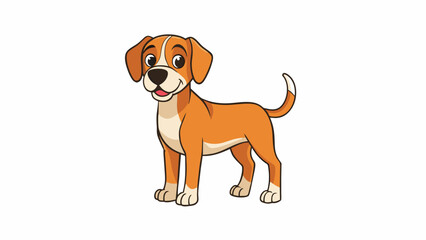 Fototapete - Short Dog A small breed of canine with short fur droopy ears and a compact body. Known for their friendly and energetic nature they make great. Cartoon Vector.