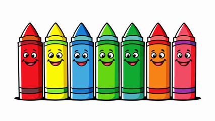 Aufkleber - Sort by color A bag of assorted crayons are organized in a row by color with red on one side blue in the center and green on the other side.. Cartoon Vector.
