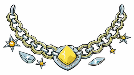 Poster - Tarnished jewelry The silver necklace is not as shiny as it once was with a slight yellowish tint to the metal. The gems have lost their sparkle and. Cartoon Vector.