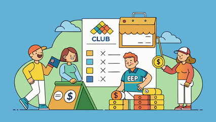 Poster - Tax can be seen as a membership fee for a community club where all members pay a percentage of their income to fund common projects and events that. Cartoon Vector.