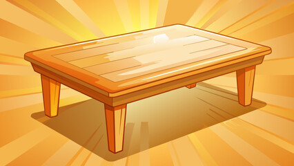 Fototapete - Tabletop The smooth flat surface of a sy wooden table perfectly polished and free of scratches or stains. Rays of sunlight filter through the window. Cartoon Vector.