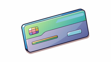 Aufkleber - The bill was a small rectangular card made of plastic. It was thin and flexible with a glossy finish and a magnetic strip on one side. In the center. Cartoon Vector.