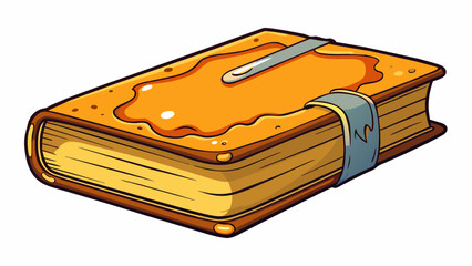Poster - The book was a thick hardcover object with a glossy cover and yellowed pages. It had a strong scent of ink and its spine was wellworn from multiple. Cartoon Vector.