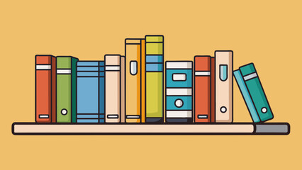 Poster - The books are categorized and kept in place by the bookends showcasing a clear sense of order.. Cartoon Vector.