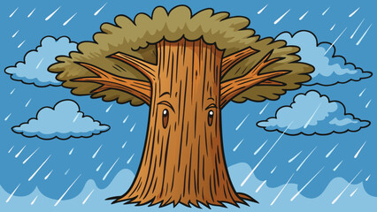 Aufkleber - The bark of an old oak tree rough and weathered from years of standing tall against the elements. Each crevice and knot telling a story of resilience. Cartoon Vector.