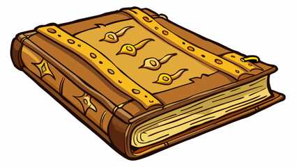 Poster - The bill was a thick leatherbound book with yellowed pages and ornate gold lettering on the cover. Its edges were worn and torn showing signs of. Cartoon Vector.