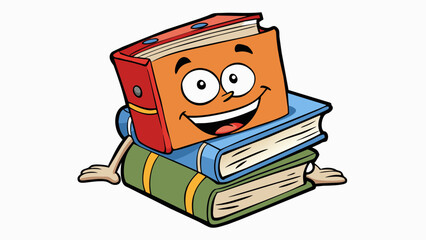 Aufkleber -  The books are worn and wellloved showing that they hold valuable information to guide and aid someone in need.. Cartoon Vector.