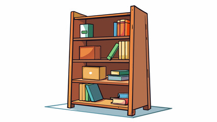 Sticker - The bookshelf should include adjustable shelves a sy wooden frame and a dark espresso finish.. Cartoon Vector.