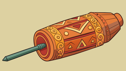 Poster - The art project involved molding a piece of clay into a cylinder shape and then carving intricate designs into its surface using a small tool. The. Cartoon Vector.