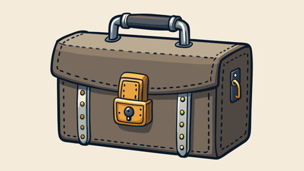Poster - The case was a large heavyduty briefcase made of black leather. It had a rigid structure and a combination lock on the front. Inside there were. Cartoon Vector.