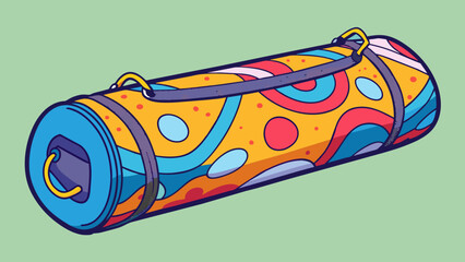 Aufkleber - The case was a cylindrical container made of soft flexible fabric with a zippered opening. It had a colorful pattern of abstract shapes and a small. Cartoon Vector.