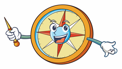 Poster - The central point of a compass is the needle always pointing towards magnetic north and guiding travelers in their journey.. Cartoon Vector.