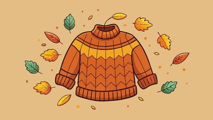 Poster - The comforting feeling of a cozy sweater keeping you warm as the leaves change and fall reminding you of the changing of seasons once again.. Cartoon Vector.