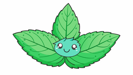 Aufkleber - The cooling effect of a mint leaf on the skin providing a refreshing sensation and a slight tingling feeling.. Cartoon Vector.
