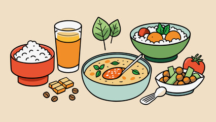 Poster - The cuisine of Nor is hearty and warming featuring dishes made with hearty grains foraged herbs and hearty stews. The food reflects the simple but. Cartoon Vector.