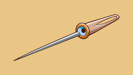 Poster - The end of a needle is a sharp and narrow point used for piercing and sewing fabric. It is often made of stainless steel or other durable metals and. Cartoon Vector.