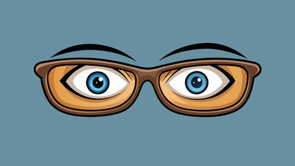 Poster - The eye was hidden behind a pair of thick blackrimmed glasses. Its iris was an unassuming shade of hazel but its piercing stare conveyed a sharp. Cartoon Vector.