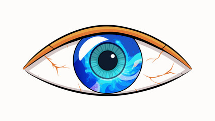 Aufkleber - The eye was unlike any other with a unique heterochromia pattern where one iris was a vibrant blue and the other a striking amber. Its sparkling white. Cartoon Vector.